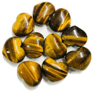 Tiger Eye Agate Puffy Hearts