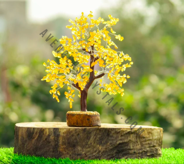 Yellow Jade Gemstone Chips Tree