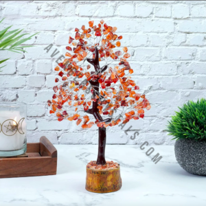 Red Carnelian Gemstone Chips Tree