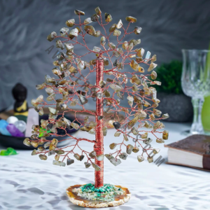 Labradorite Gemstone Chips Tree With Agate Slice Base