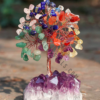 Multi Crystals Colourful Crystals Chips Tree With Amethyst Cluster