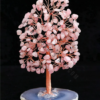 Rose Quartz Gemstone Crystals Chips Tree With Agate Slice Base