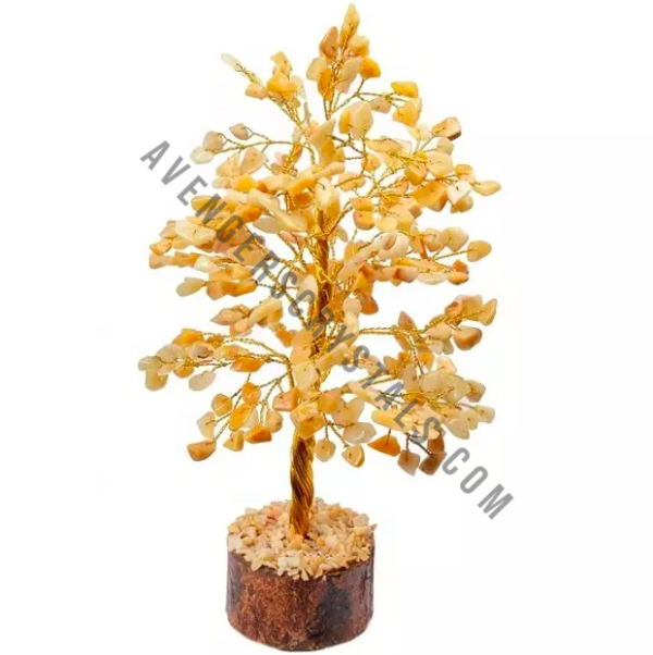 Golden Quartz Crystals Gemstone Christmas Tree