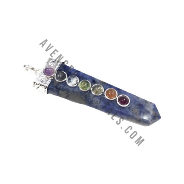 Sodalite Chip Pendant with Chakra Beads