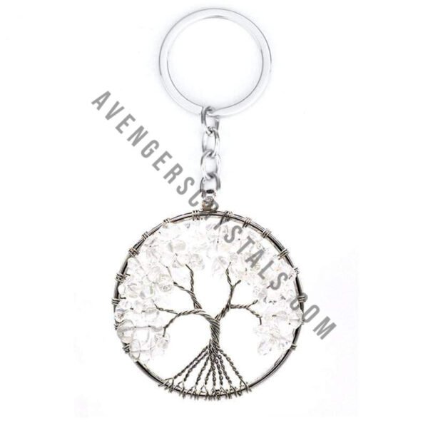 Clear Quartz Tree of Life Keychain