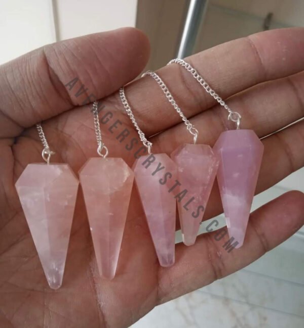 Rose Quartz Gemstone Faceted Pendulum