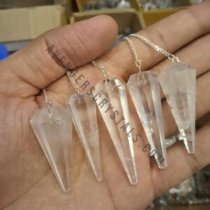 Clear Quartz Gemstone Faceted Pendulum