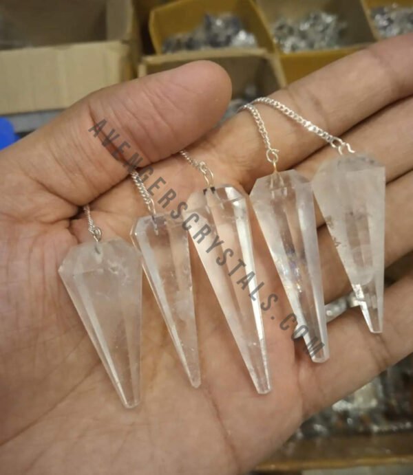 Clear Quartz Gemstone Faceted Pendulum