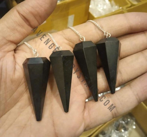 Black Obsidian Gemstone Faceted Pendulum