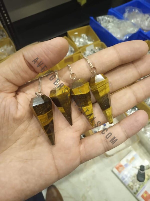 Tiger Eye Gemstone Faceted Pendulum