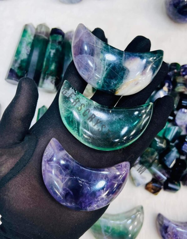 Multi Fluorite Crystal Large Crescent Moon