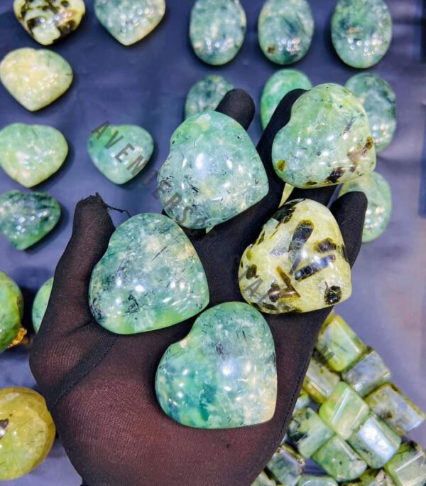 Prehnite Crystal Pufy Hearts