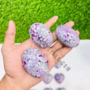 Ruby Matrix Crystal Palm Stones AAA Quality