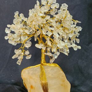 Clear Quartz Gemstone Chips Tree With Clear Quartz Stone Base