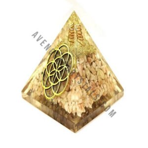 Sunstone Flower of Life Orgonite Pyramid