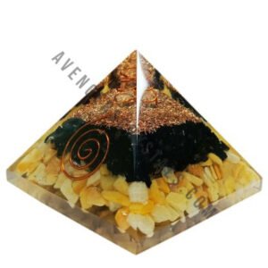 Golden Quartz Black Tourmaline Orgonite Pyramid