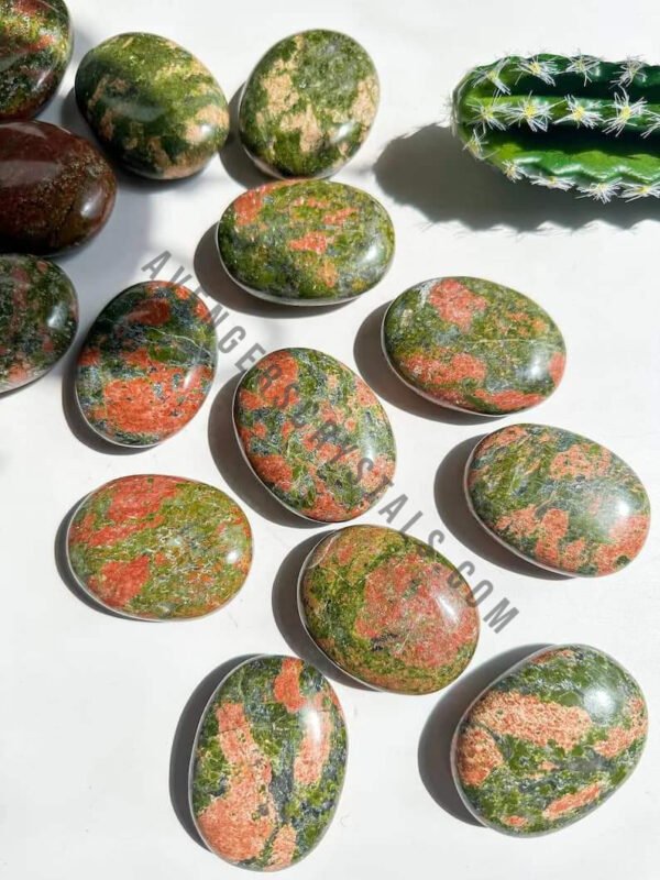 African Unakite Crystal Palm Stones