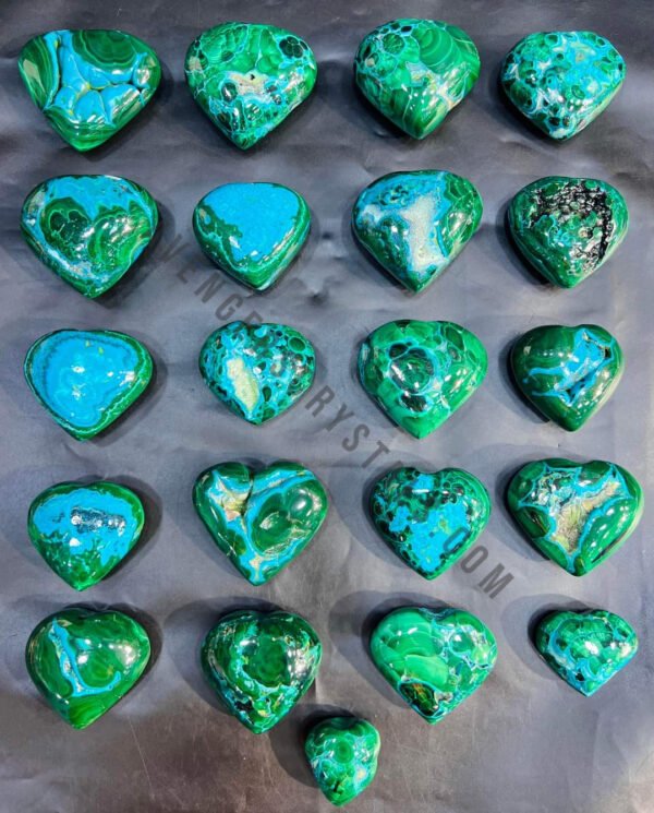 Malachite Chrysocolla Crystal Puffy Hearts