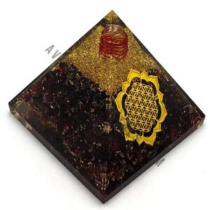 Red Garnet Flower of Life Orgonite Pyramid