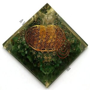 Green Aventurine Flower of Life Angel Orgonite Pyramid