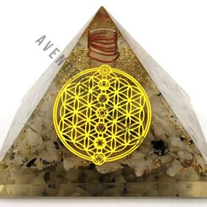 Rainbow Moonstone Flower of Life Chakra Orgonite Pyramid