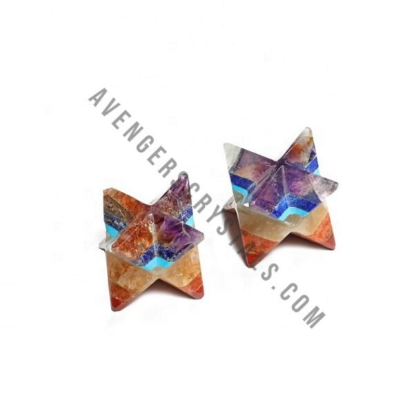 Seven Chakra Bonded Crystal Small Merkaba Stars 2nd Design