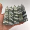 Green Zebra Jasper Gemstone Obelisk Points