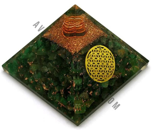 Green Jade Flower of Life Orgonite Pyramid