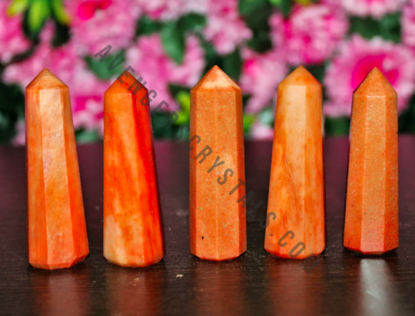 Red Aventurine Gemstone Obelisk Points