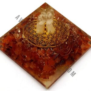 Red Carnelian Flower of Life Angel Orgonite Pyramid