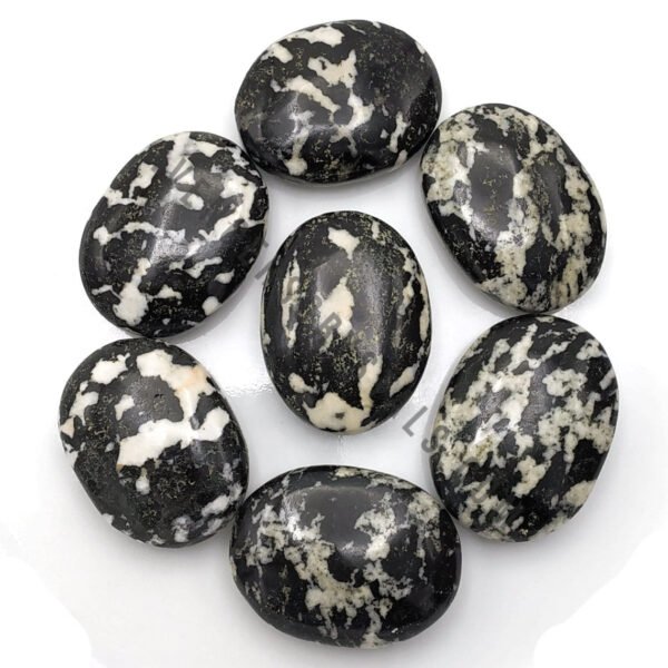 Black Zebra Jasper Large Crystal Palm Stones