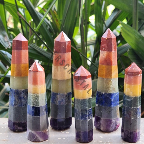 Seven Chakra Bonded Obelisk Points