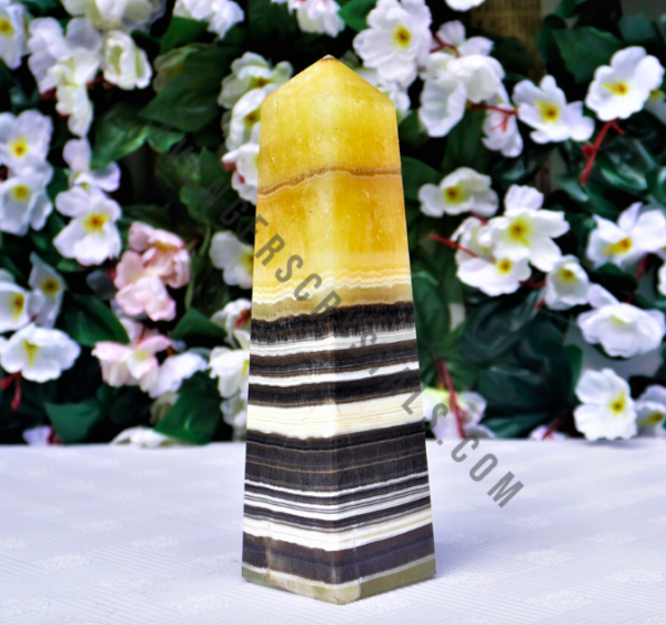 Zebra Calcite Gemstone Obelisk Tower