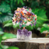 Multi Colour Crystals Chips Tree With Amethyst Cluster Base