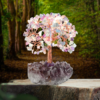 Multi Colour Gemstone Chips Tree With Amethyst Cluster Base