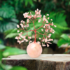 Rose Quartz Gemstone Chips Tree With Rose Quartz Ball Base