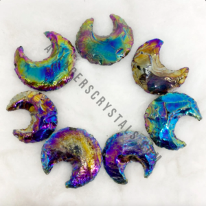 Titanium Aura Quartz Crescent Moon Shape Arrowheads