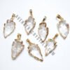 Clear Quartz Gold Rimmed Arrowheads Pendents