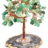 Green Aventurine Gemstone Chips Tree With Agate Slice Base