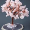 Rose Quartz Gemstone Chips Tree With Agate Slice Base