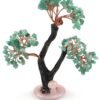 Green Aventurine Crystals Chips Bonsai Tree With Rose Quartz Slice Base