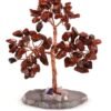 Red Jasper Crystals Chips Tree With Agate Slice Coaster Base