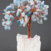 Aquamarine Gemstone Chips Tree With Agate Cluster Base