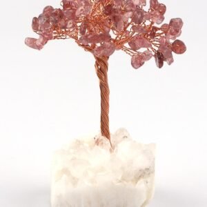 Strawberry Quartz Gemstone Chips Tree With Agate Stone Base