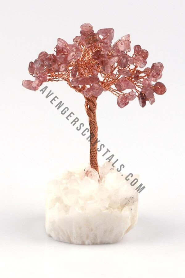 Strawberry Quartz Gemstone Chips Tree With Agate Stone Base