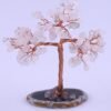 Clear Quartz Crystals Chips Cross Shape Tree With Agate Slice Base