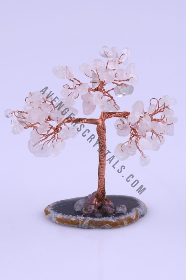 Clear Quartz Crystals Chips Cross Shape Tree With Agate Slice Base