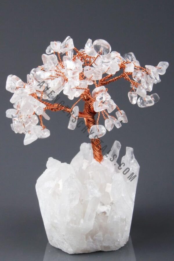 Clear Quartz Crystals Chips Tree With Agate Cluster Base