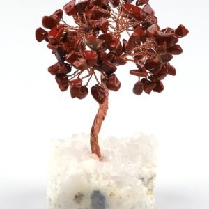 Red Jasper Gemstone Chips Tree With Agate Cluster Base