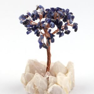 Sodalite Gemstone Chips Tree with Agate Slice Coaster Base